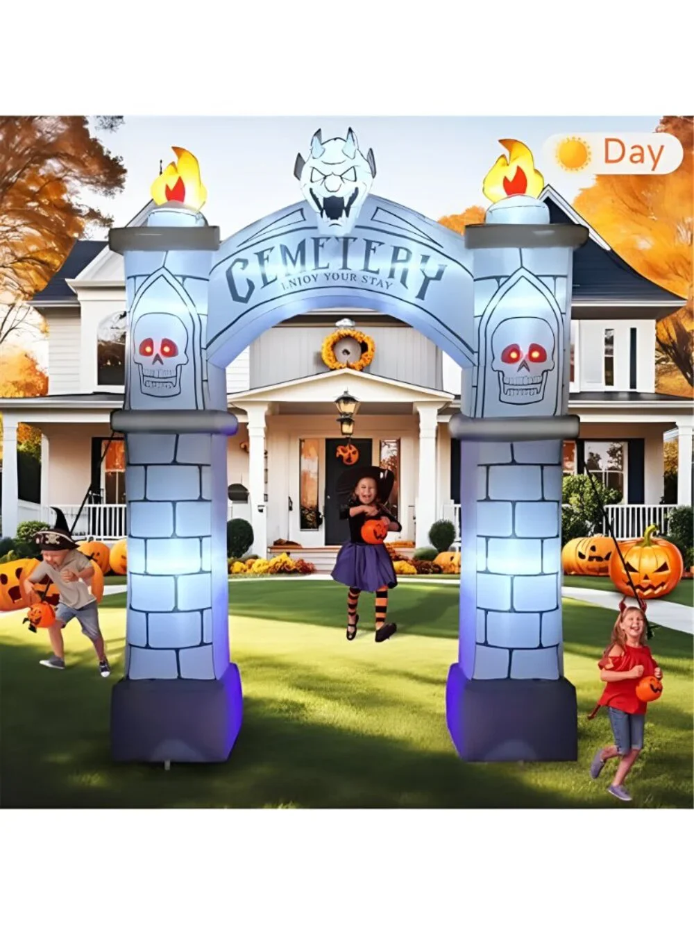 9.5FT Halloween Inflatable Archway, Giant Blow up Arch Yard Decorations with